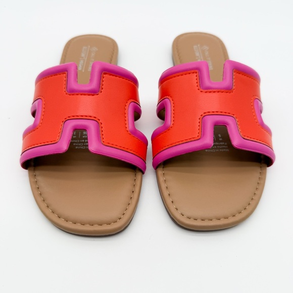 Call It Spring Kamiko Multicolor Slide Sandals Red Orange Pink 6 NEW - Picture 13 of 14